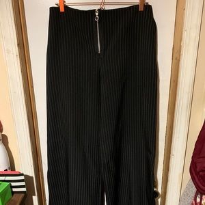 Long wide leg pants with calf length slits